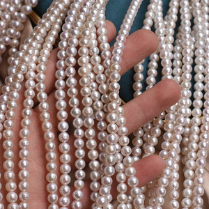 Perla de <span class=keywords><strong>Akoya</strong></span> de agua dulce de China, collar semiacabado blanco de cuentas redondas de 5-5,5mm con resplandor, joyería hecha a mano, Material de abalorios DIY - Product Image 6