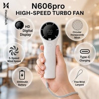 Ventilateur portable sans pales N606pro OEM ODM, affichage numérique, haute vitesse, refroidissement turbo, mini ventilateur USB rechargeable