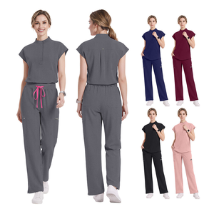 Conjuntos de Uniformes Médicos Unisex de Cuello Alto y Pierna Recta, Tela <span class=keywords><strong>El</strong></span>ástica en 4 Direcciones, Logotipo Personalizado, Marca Niaahinn - Product Image 4