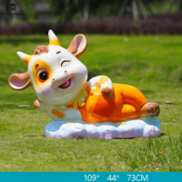 Patung Sapi Kartun Lucu dari Fiberglass untuk Dekorasi Taman, Halaman, dan Taman Kanak-Kanak
