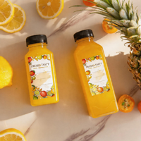 Bouteille en plastique de 480 ml pour jus de fruits avec bouchons noirs, étiquette, entonnoir et brosse pour l'emballage de boissons – Vente en gros