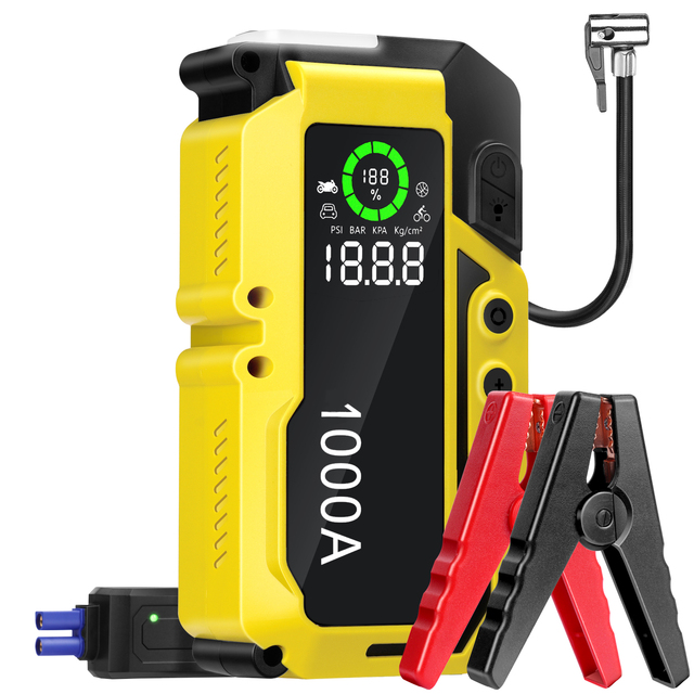 12V 10000Mah Multifunctional Jump Starter With Air Compressor Battery Booster Jumpstarter With Tire Inflator