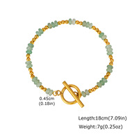 Bracelet élégant pour femme en pierres naturelles colorées et perles de rocaille en acier inoxydable avec fermoir OT