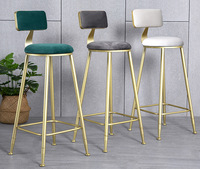 Tabouret de bar moderne de style nordique, luxe léger, en métal, avec dossier haut, pour mobilier de bar, usage commercial, maison, café, cuisine, restaurant, comptoir