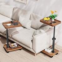Table de télévision réglable en hauteur, pivotante à 360°, finition laquée, pour petits espaces, tables d'appoint avec roulettes pour salon, cuisine, salle de bain