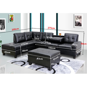 Canapé en cuir <span class=keywords><strong>blanc</strong></span> désossé, design moderne en L pour le <span class=keywords><strong>salon</strong></span>, livraison gratuite - Product Image 3