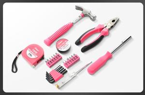 Juego de herramientas de bricolaje para el hogar, regalo, promoción y pequeño kit de herramientas de iniciación, herramientas básicas para damas, color rosa, 24 Uds. - Product Image 5