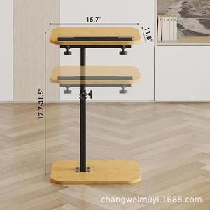 Wooden Height Adjustable Reading <b>Shelf</b> L-Shaped Minimalist Design Floor Mounted Home Office <b>Bedroom</b> Desk - Product Image 5
