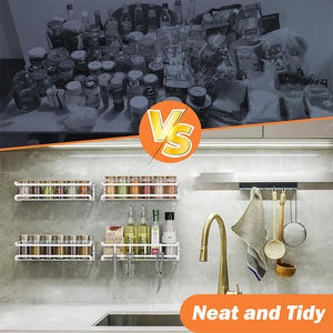 Étagères à épices magnétiques multi-niveaux en acier inoxydable pour la cuisine, organisateur suspendu pour réfrigérateur - Product Image 5