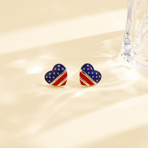 American Independence Day Bowknot <b>Stud</b> Earrings Fashion European and American Style Super Sparkly Personalized Party Earrings - Product Image 4