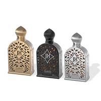 100ml 200ml bouteille en verre de luxe arabe or argent noir avec bouchon glissant épaule bouteille de parfum carrée