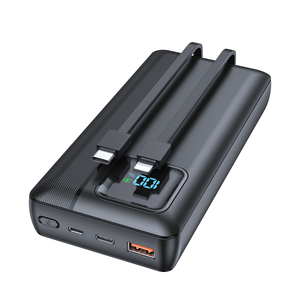 Power Bank ponsel portabel, pengisi daya nirkabel portabel 10000mah 20000mah, kabel LCD bawaan CE ROHS PD22W