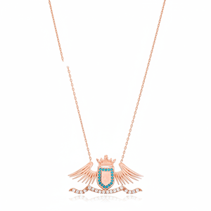 Collar de Plata de Ley 925 con Diseño de Emblema Alado y Circonita, Hecho a Mano, Moderno, Regalo, Joyería Fina Turca - Product Image 2