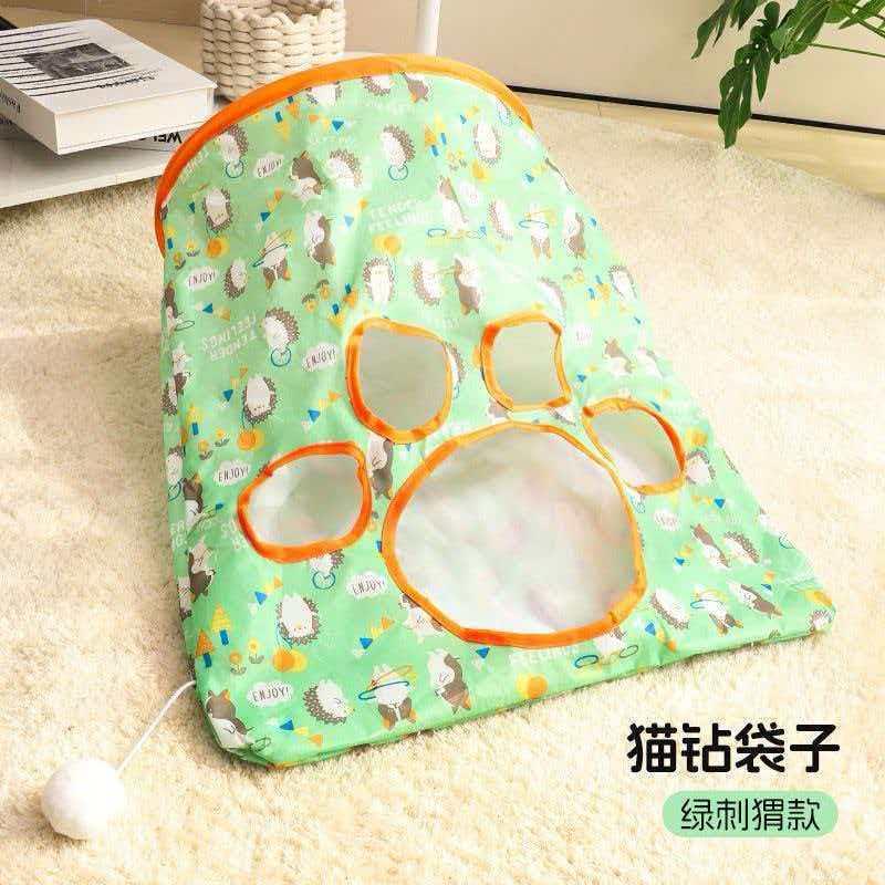 Tunnel pour chat [Design hérisson vert]