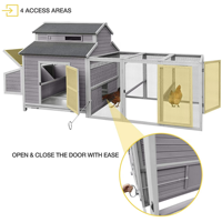 Poulailler Moderne Extra Large en Bois pour l'Extérieur, Cage à Volailles avec Nichoirs, Toit en Bois Imperméable, Facile à Nettoyer, Multiples Compartiments