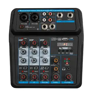 Demusheng U4 – Mini mélangeur Audio professionnel de haute qualité à 4 canaux avec alimentation fantôme