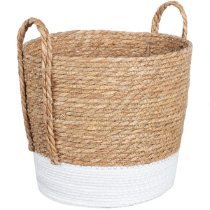 Cesta de Almacenamiento Tejida a Mano, Cesta Plegable <span class=keywords><strong>para</strong></span> <span class=keywords><strong>Ropa</strong></span> y Lavandería, Cesta de Mimbre, Ratán, Pasto Marino, Maceta <span class=keywords><strong>para</strong></span> Jardín, Cesta de Cuerda de Algodón - Product Image 2