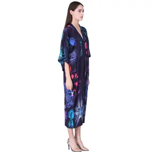 Kadın uzun maxi kimono bayanlar elbise plaj cover up robe hırka özel baskılı kendi fotoğrafları ile satılık