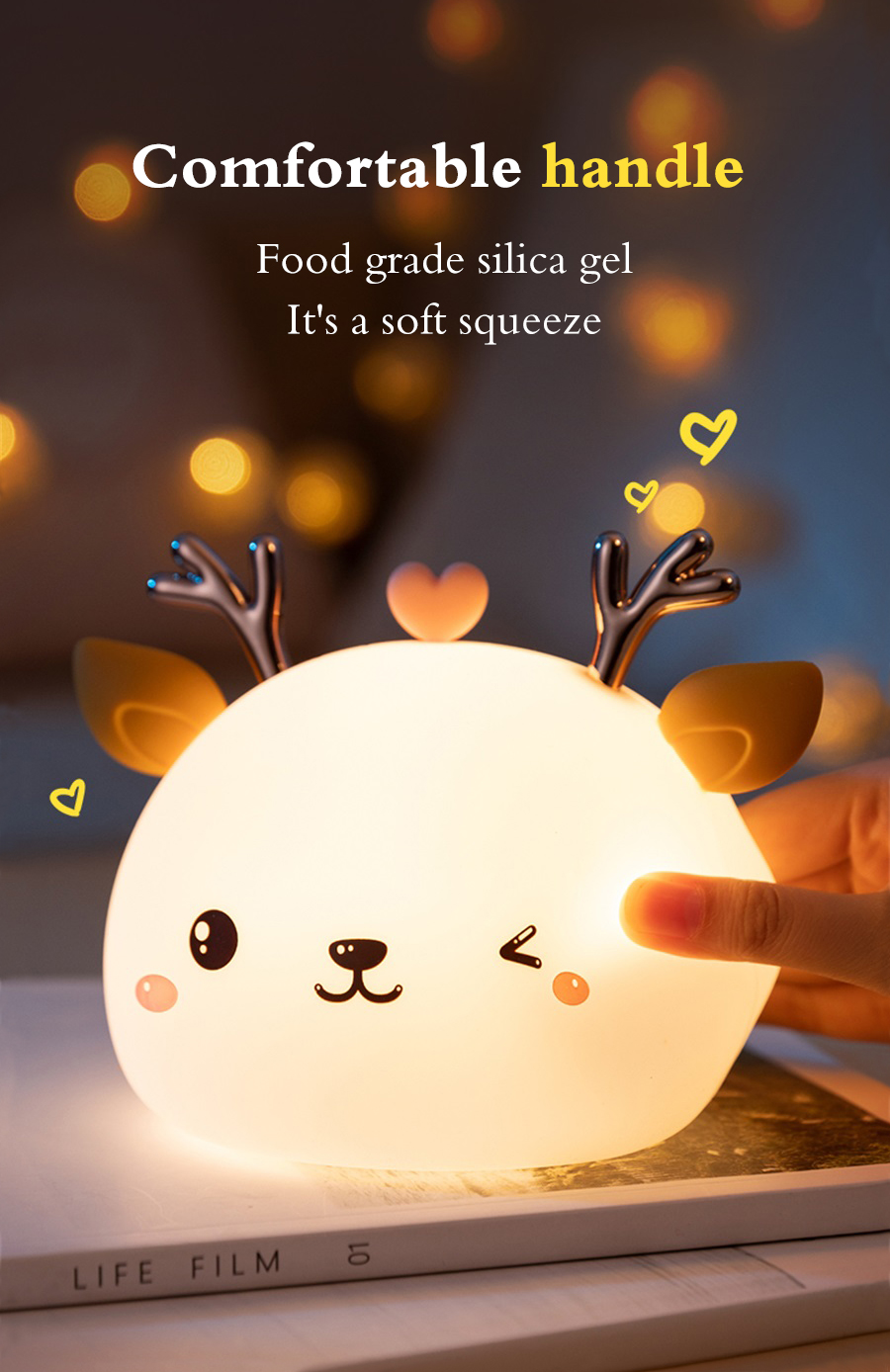 USB rechargeable cat silicone night light touch sensor LED lamp of bedroom the head of a bed with remote control children gifts