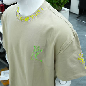 T-shirt en coton tricoté 100 % personnalisé de haute qualité avec broderie 3D en chenille, coupe oversize à épaules tombantes, respirant, pour hommes - Product Image 3