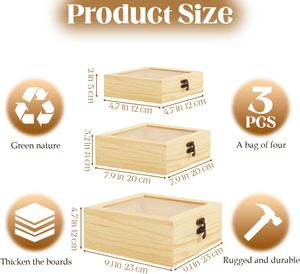 Boîte à bijoux artisanale en bois de pin avec couvercle à charnières, non peinte, pour rangement d'outils et jouets, style art populaire européen, polie, thème Amour - Product Image 6