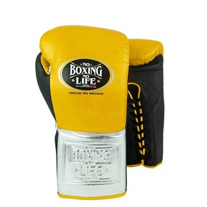 Gants de boxe MMA No Boxing No Life - En cuir de vachette véritable, respirants, unisexes, à lacets, pour entraînement et sparring personnalisé - Product Image 1