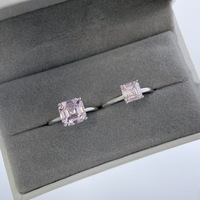Cincin Zirkonia Kuning Laris Manis Perak Sterling S925 Potongan Asscher Cincin Minimalis Elegan Perhiasan Fashion Mewah
