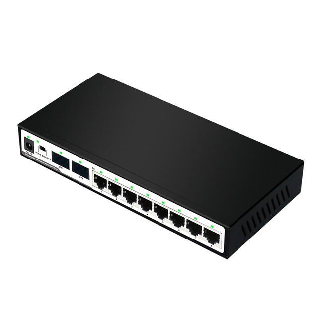 8 Ports Unmanaged Gigabit Switch 10/100/1000M Switch Hub with 2SFP Slots COMBO Metal case Power Approved