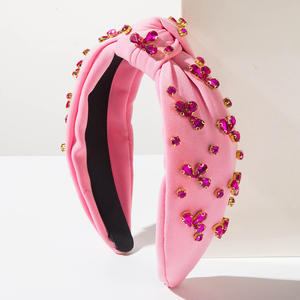 Diadema Retro Barroca con Pedrería para Mujer, Accesorio para el Cabello con Borde Ancho Anudado - Product Image 4