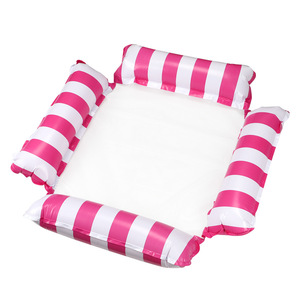 Inflatable Swim Float Striped Pink White Adult <b>Pool</b> <b>Lounge</b> Chair Recliner Water Raft - Product Image 2