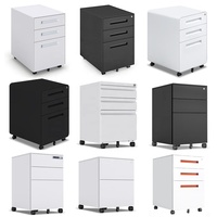 Archivador Vertical Móvil Moderno de 3 Cajones, Ahorra Espacio, con Ruedas, Pedestal Metálico para Carpetas Colgantes FC/A4
