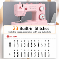 Machine à coudre domestique robuste MYSEW, moteur servo 100W, 800 tr/min, haute vitesse, pour denim 12 couches, avec 23 motifs intégrés