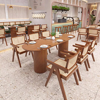 Uyiem GC680 Ensemble de mobilier de café moderne en bois massif, style sud-est asiatique et Hong Kong, comprenant canapé mural, table à thé et chaises pour restaurant