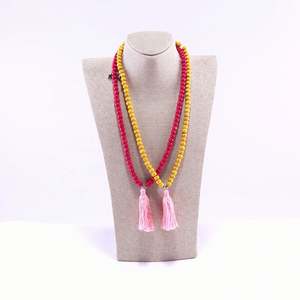 Collier de perles en bois jaune personnalisé ensemble de bijoux de mode colliers à pampilles pour femmes fille - Product Image 2