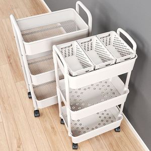 Carrito de almacenamiento de varios niveles con cestas para cocina, baño, dormitorio, carrito móvil blanco y negro para refrigerios, papelería y alimentos - Product Image 3