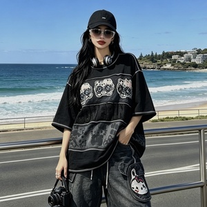 8087/FANMAJIALIE Fornitore di Qualità, T-Shirt Oversize da <span class=keywords><strong>Donna</strong></span> Resistente con Stampa Cartoon di Mickey, <span class=keywords><strong>Minnie</strong></span> e Kitty, per Uso Quotidiano - Product Image 3