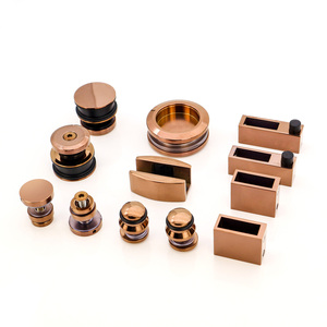Warna mawar emas 304 baja tahan karat sistem pintu geser pintu kaca Kit perangkat keras untuk pintu mandi - Product Image 5