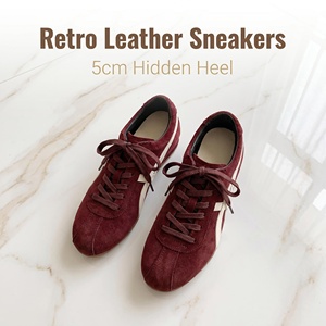Zapatos Deportivos Elegantes y Casuales de Tacón Alto (5cm) de Cuero Genuino, Estilo 2026, con Detalles Afelpados. El Secreto Que Solo Tú Conoces - Product Image 4