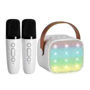 最佳便携式礼物：LED迷你卡拉OK音箱，带2个无线麦克风，适合儿童，<span class=keywords><strong>HiFi</strong></span> RGB LED灯，TF卡，适合户外使用 - Product Image 4