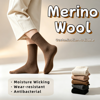 Chaussettes thermiques en tricot rayées personnalisées, antibactériennes, évacuant l'humidité, résistantes à l'usure, pour la randonnée décontractée d'automne, en laine mérinos