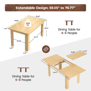 Extendable Solid Wood Rectangular Dining <b>Table</b> 10 People Large Modern Farmhouse Hotel Grooved Wood-Strip Home Furniture Workshop - Product Image 6