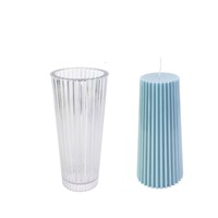 Moule à bougie pilier à grandes rayures HY, moule à bougie cylindrique côtelé en plastique pour la décoration intérieure et la fabrication de bougies