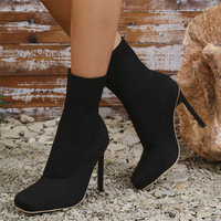 Chaussures d'hiver pour femmes, nouvelle mode, en tricot extensible, à talons hauts, style chaussettes, vente chaude