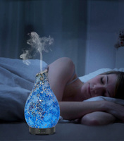Humidificateur ultrasonique turc en verre mosaïque de 200 ml, lampe de table, diffuseur d'huiles essentielles avec 7 modes d'éclairage LED couleur, veilleuse