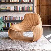 Chaise de jardin mobile en rotin de style nordique pour patio, cour, plage, hôtel et club
