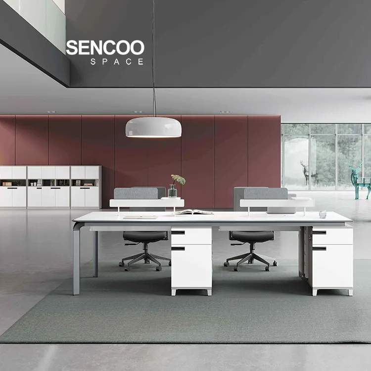 Современная мебель Sencoo, модульная рабочая станция, перегородка, офисный стол на 4 человека с шкафом для хранения