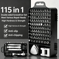 Kit de tournevis ergonomique 115 en 1, embouts magnétiques antidérapants en PP+TPR, acier au carbone, garantie 3 ans, étui rigide pour ordinateur