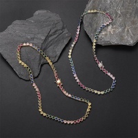 Tour de cou en laiton hip hop plaqué or véritable et chaîne de tennis en zircon coloré de 5mm