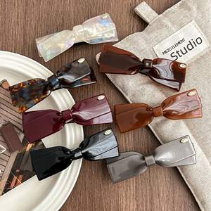 フランスの絶妙な弓マルチカラー春クリップアセテート素材女の子のための髪バレット - Product Image 3