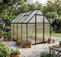 Vente en gros d'usine de serre contemporaine personnalisée mur en polycarbonate sur pied avec cadre en métal pour jardin extérieur